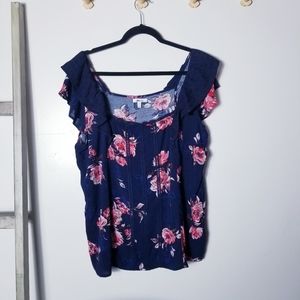 MAURICES NAVY WITH PINK FLOWERS TANK SIZE XXL